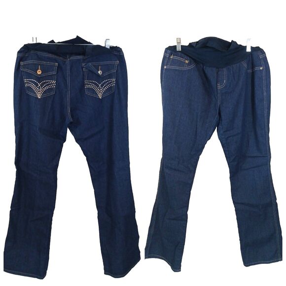 Prenatal Future Mom Denim - Y0059. Maternity Jeans Bootcut Dark Blue Prenatal Future Mom Denim Maternity XL